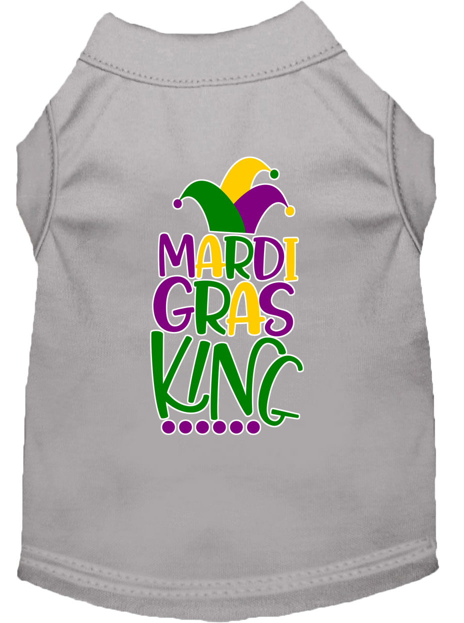 Mardi Gras King Screen Print Mardi Gras Dog Shirt Grey Lg